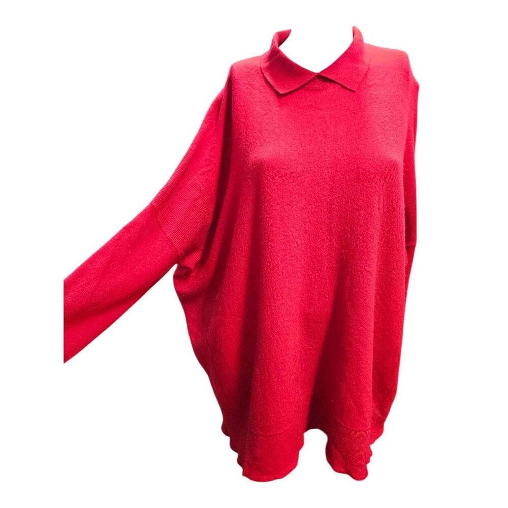 UCHUU Red Collared Sweater Womens Size Large/XLARGE